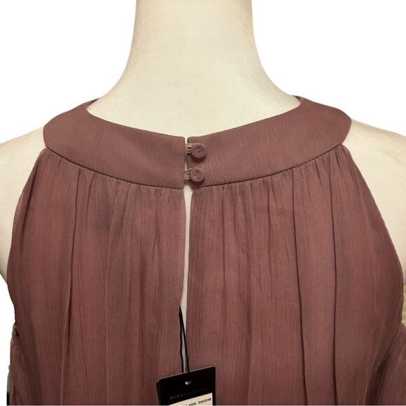 NWT | BCBGMAXAZRIA Dark Lavender Silk Cold Shoulder Dress | XS - Picture 6 of 10